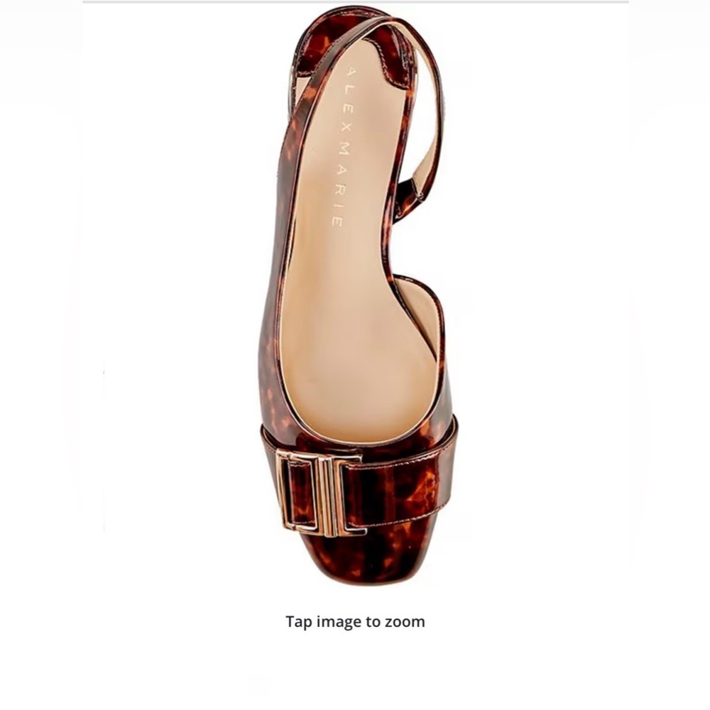 Franco Sarto Alex Marie Brown Tortoiseshell Slingback Sandal with Gold Buckle
